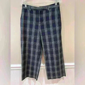 1901 Navy Plaid Tory Wide Leg Pants, 8